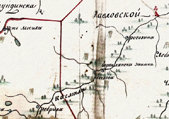 Фрагмент карты Барнаульского округа.1826 год.