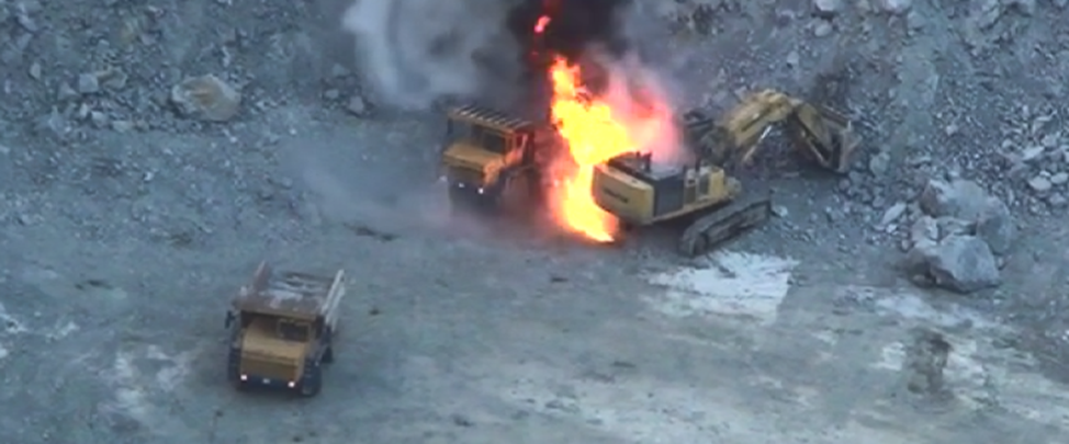 Пожар в карьере.