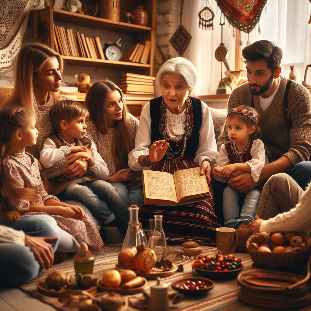 “Семейные обычаи и народные сказки - это не просто слова, это песни, которые учат наших детей танцевать под ритмы истории.”