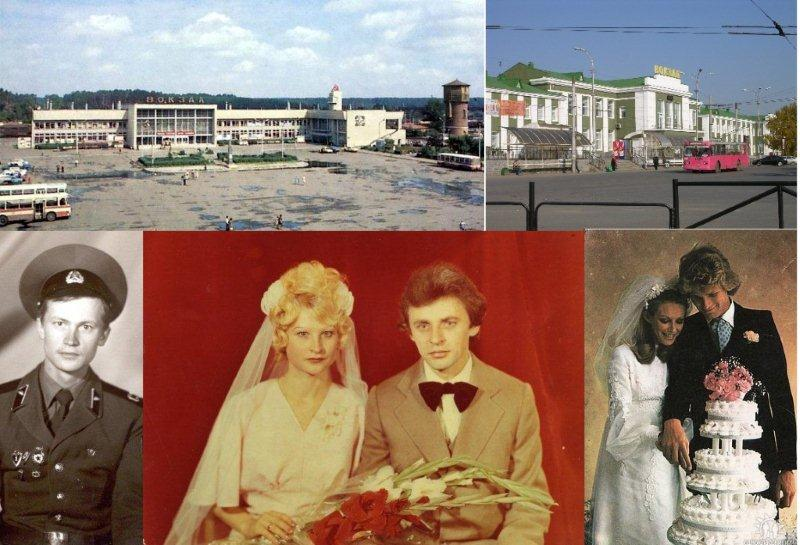 На нижних снимках: Хотите посмотреть на дембеля, который проехал свой город? - это он, в фуражечке во втором ряду слева;
Правее на фото моя сестра Елена с мужем Вадимом в день свадьбы;
Ещё правее: та самая открытка, которую я сестре и её мужу выслал на свадьбу из Афгана (они хранят её до сих пор), август 1980 г.