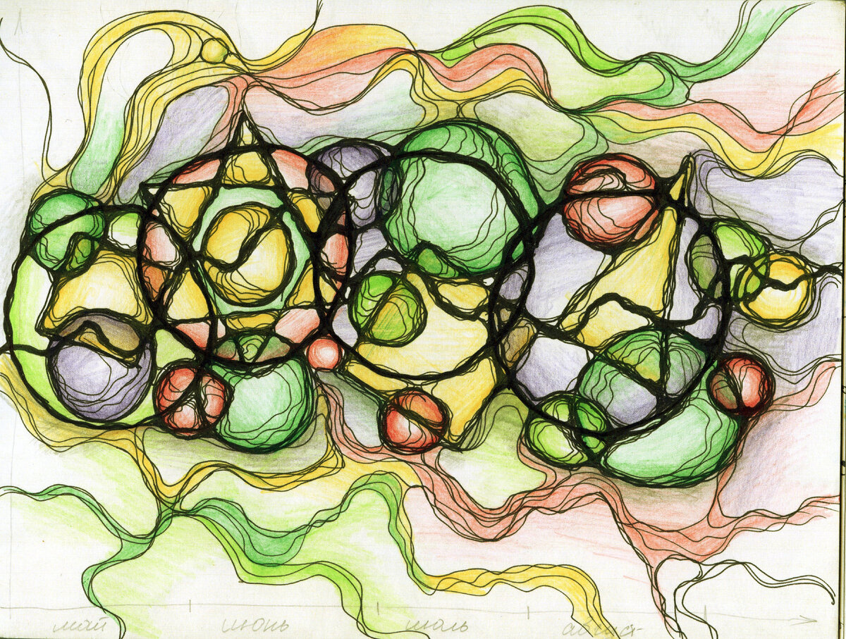 Работа по планированию, проработка событий на 6 месяцев. В этой работе присутствуют все фигуры, кроме спиралей.