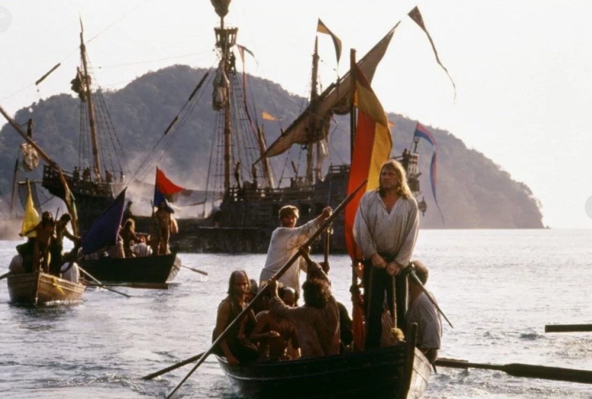 Колумб (Депардье) высаживается в Америке