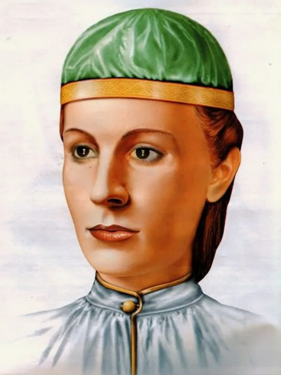 Так реконструкторы представляют себе Елену Васильевну Глинскую, великую княгиню московскую 1526-38 и маму Ивана Грозного. Из открытых источников