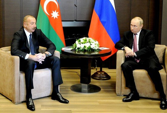    Президент Азербайджана Ильхам Алиев, ррезидент РФ Владимир Путин