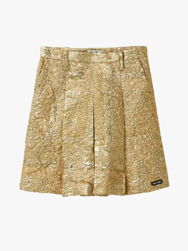 Жаккардовая мини-юбка Cloquet Lamé от Mui Miu

