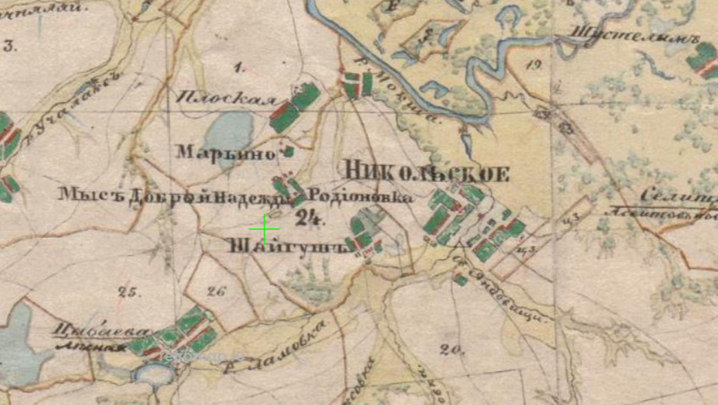 Карта Менде Тамбовской губернии. 1862 г.