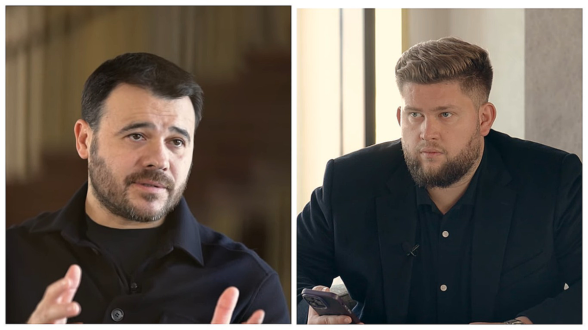 Во время интервью в Баку