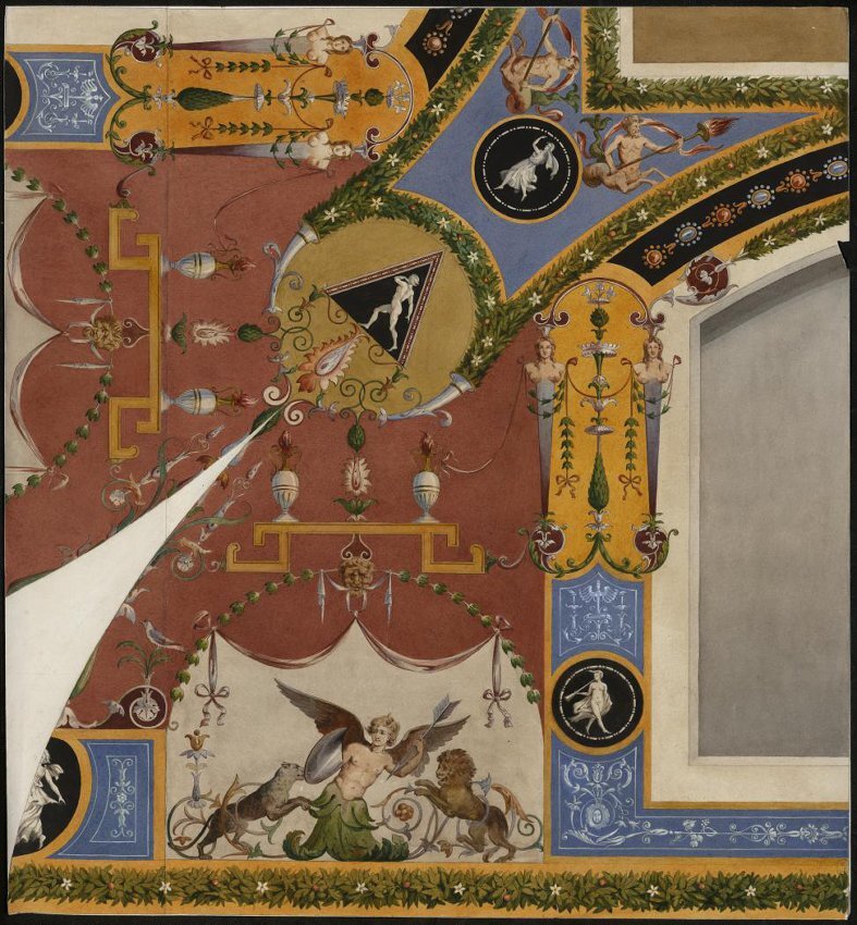 Роспись  угловой части сводчатого перекрытия из "помпейских фресок".