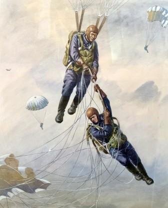 Спасение парашютиста. Рисунок для иллюстрации из свободного доступа