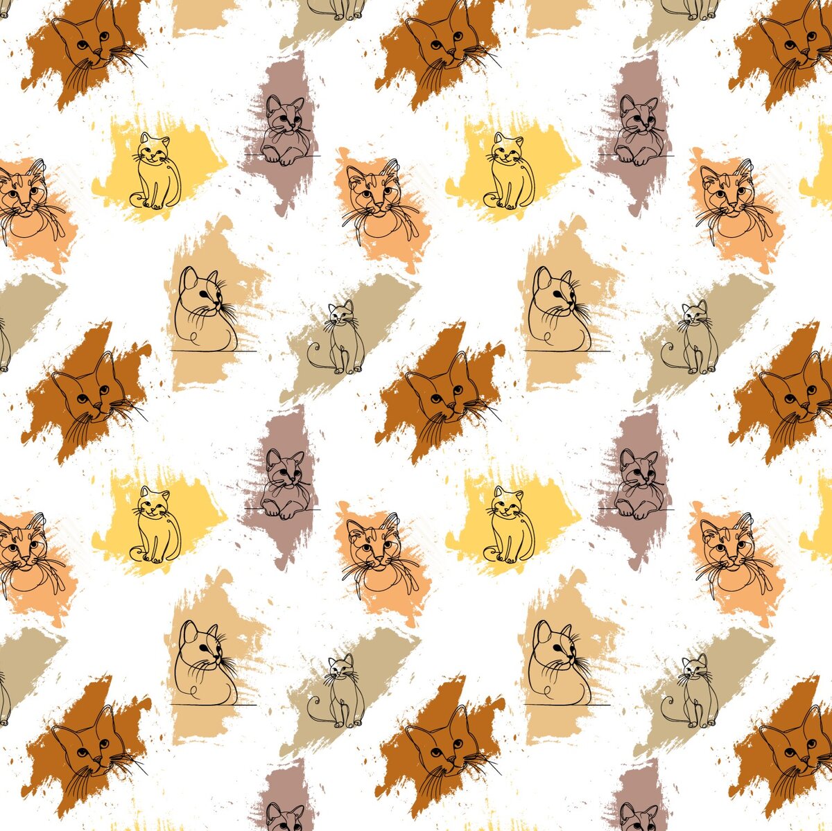 Паттерн "One Line" котики.