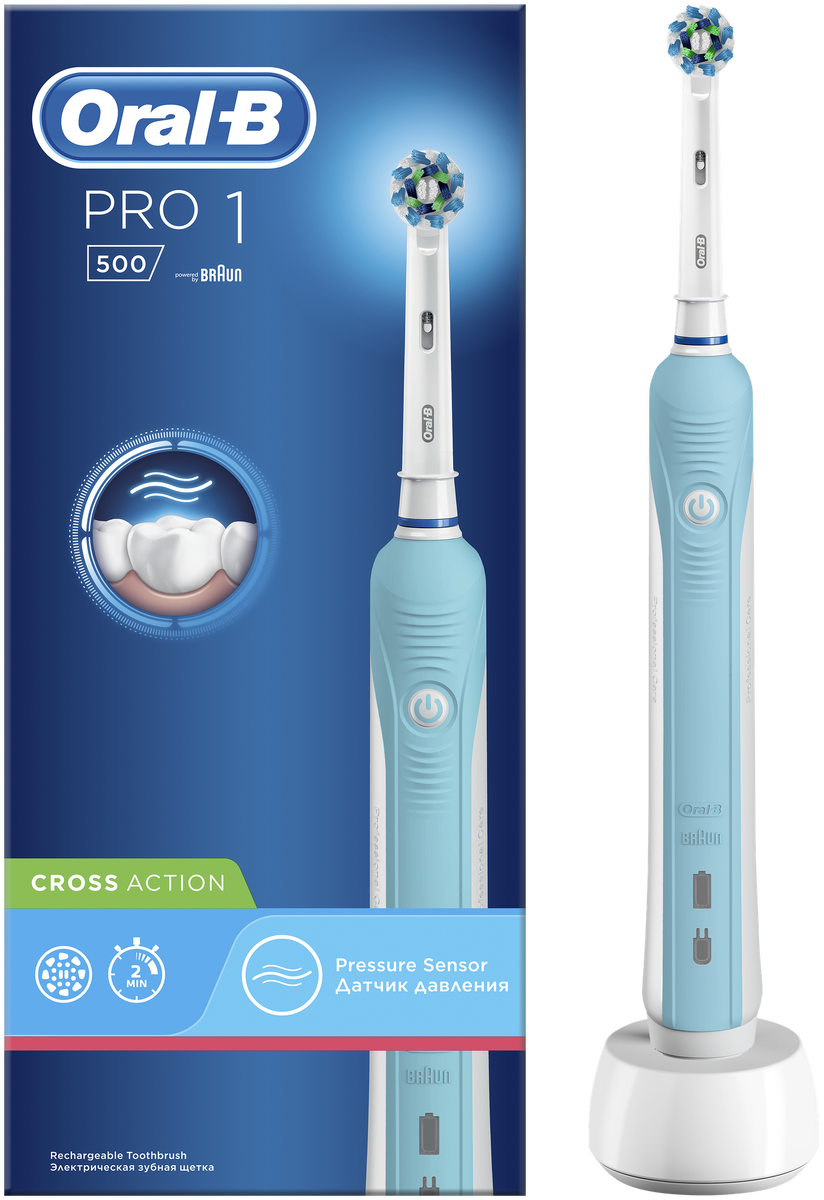 Электрическая зубная щетка Oral-B PRO 1 500 Cross Action/ Pro 500 Cross Action 