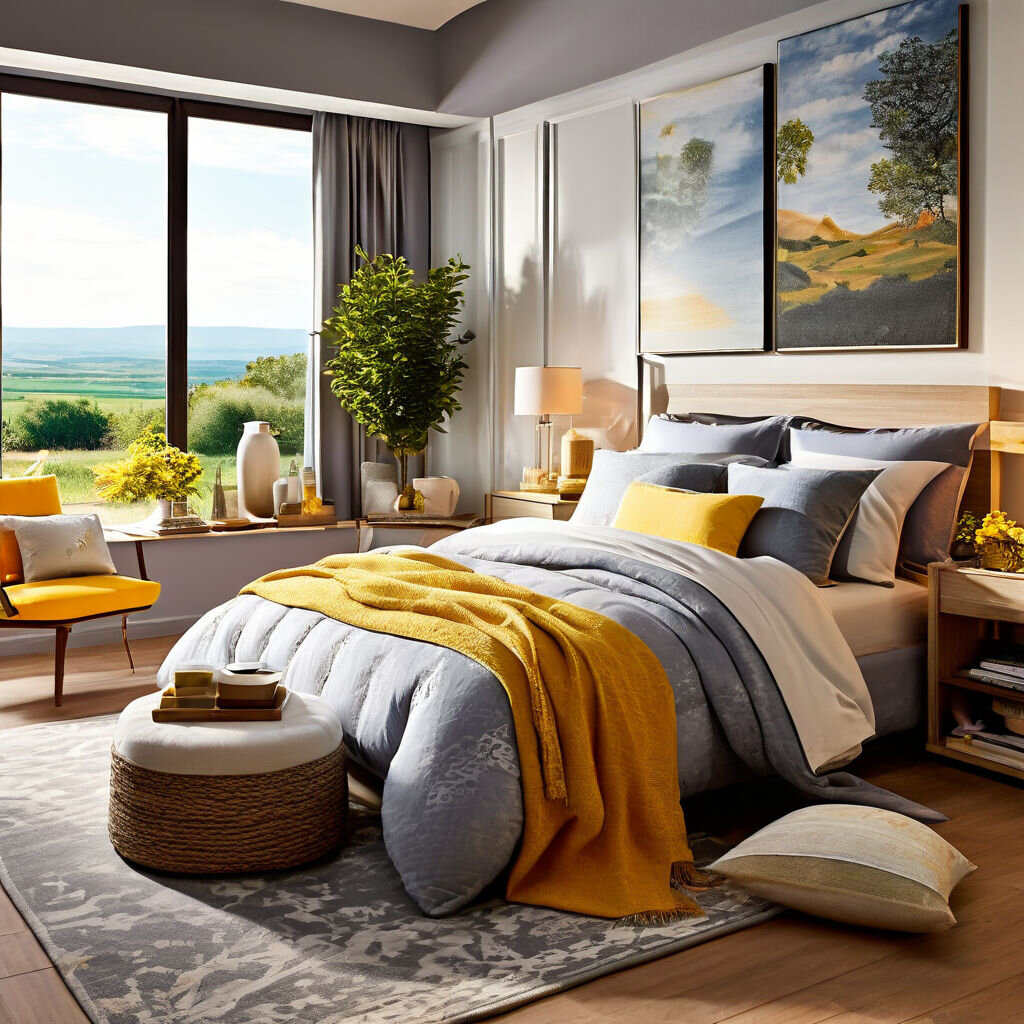 Яркий плед - выразительный акцент в декоре спальни