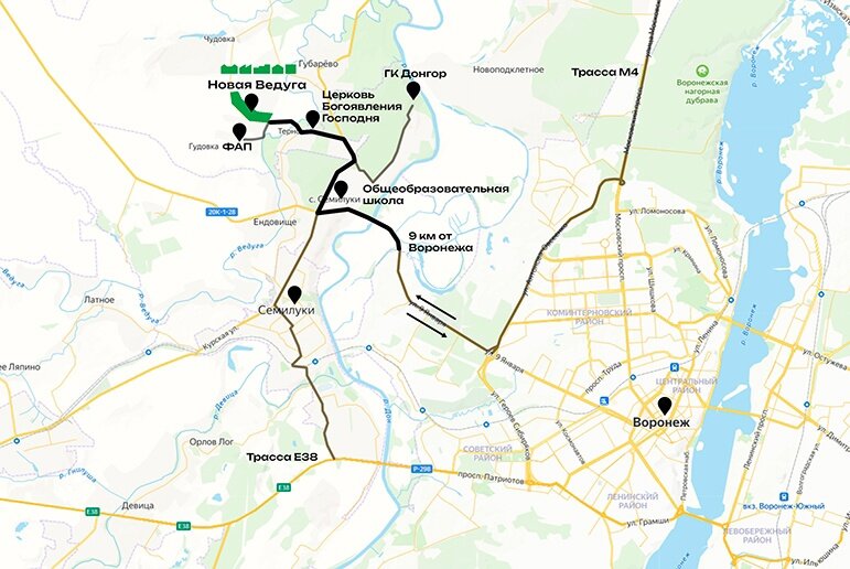 Расположение ЖК «Новая Ведуга»