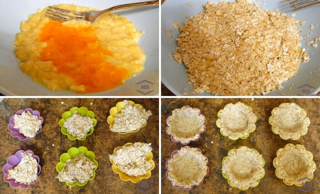 Смачивая ложку в воде легко распределять тесто по формочке