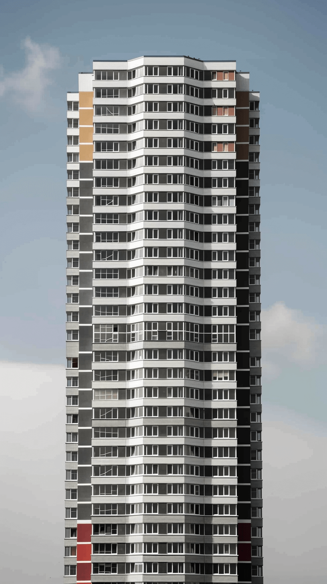 Дом серии типа КОПЭ-М-Башня. Изображение сгенерировано с помощью нейросети Midjourney