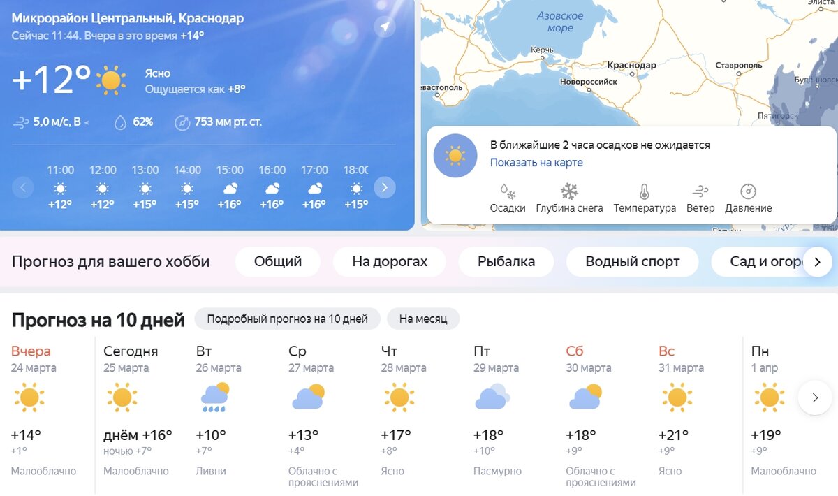 Скриншот с Яндекс.Погода