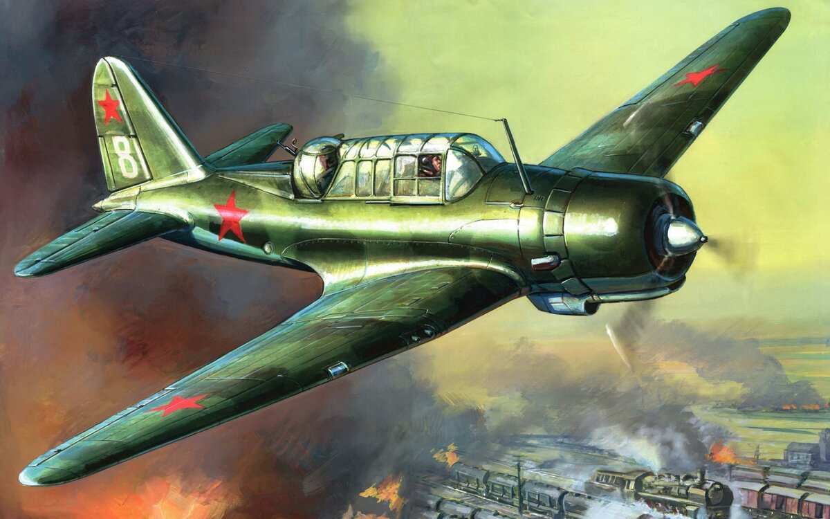 Су-2, он же ББ-1 во время выполнения боевой задачи. 