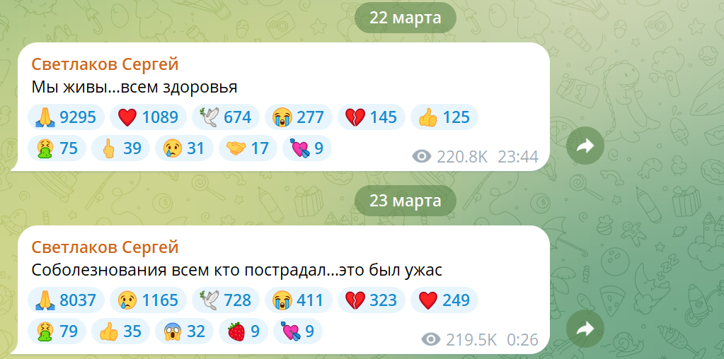 Фото: сакриншот/телеграм-канал Сергея Светлакова.