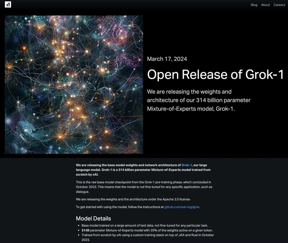 Параметры нейросети Grok