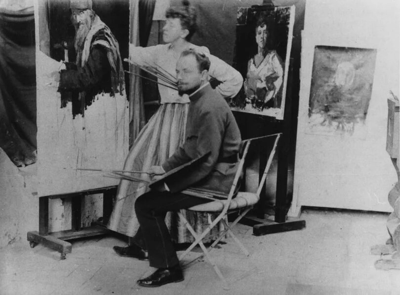 Марианна Верёвкина и Алексей Явленский в мастерской. Санкт-Петербург, 1893. Фото: 1artchannel.com