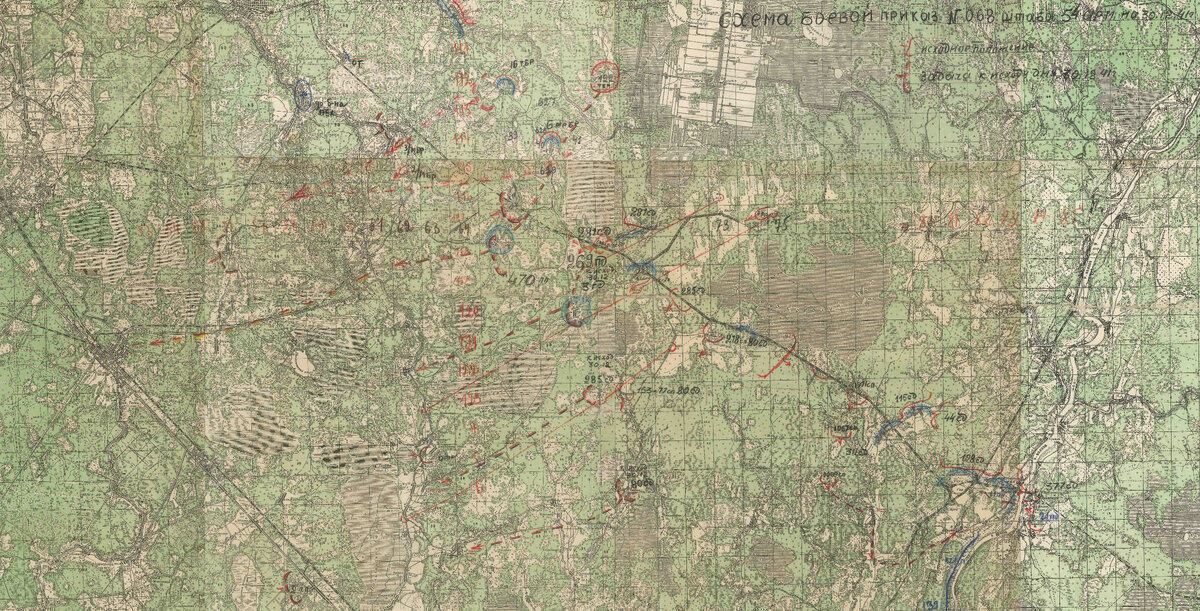 Схема боевого приказа штаба 54 А на 30.12.41 г. участок Погостья