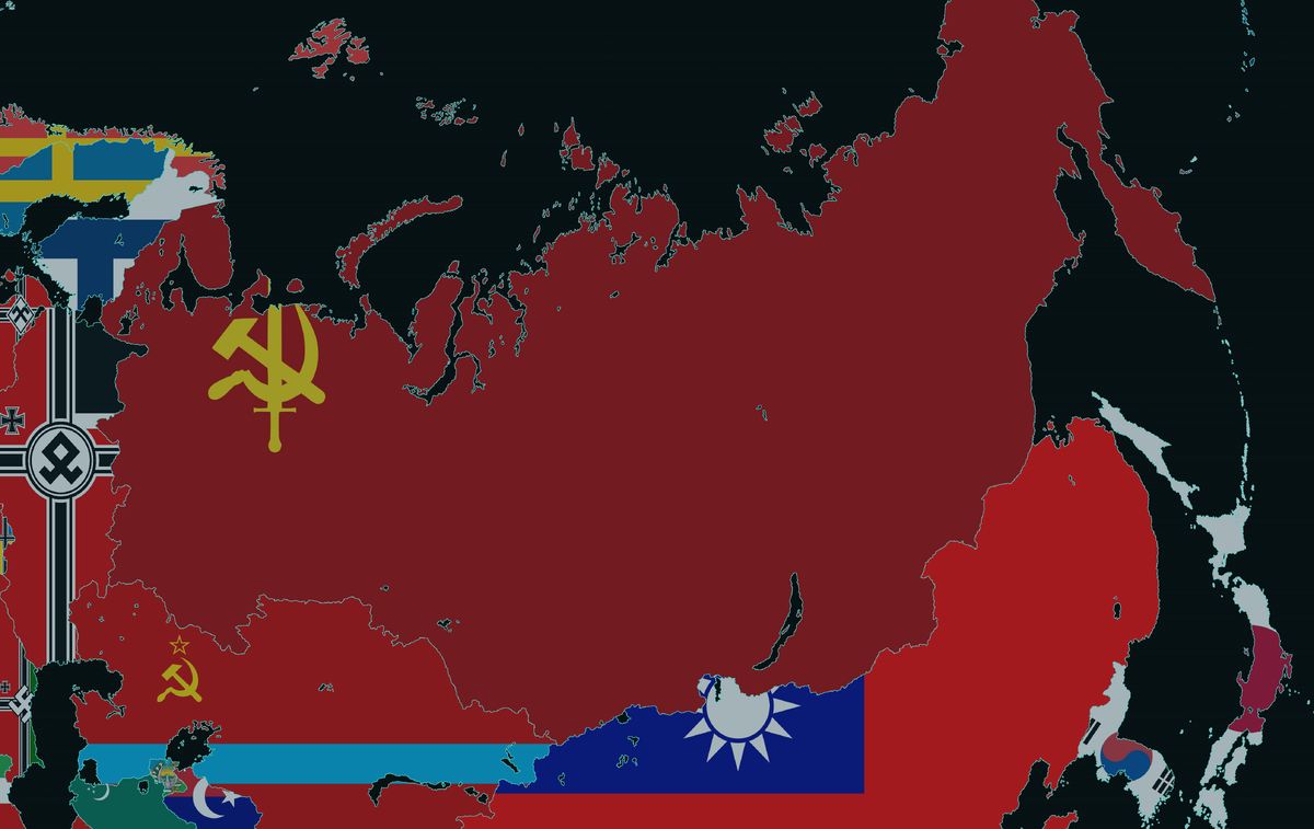 Флаг-Карта СССР и его соседей в 1971 году.
