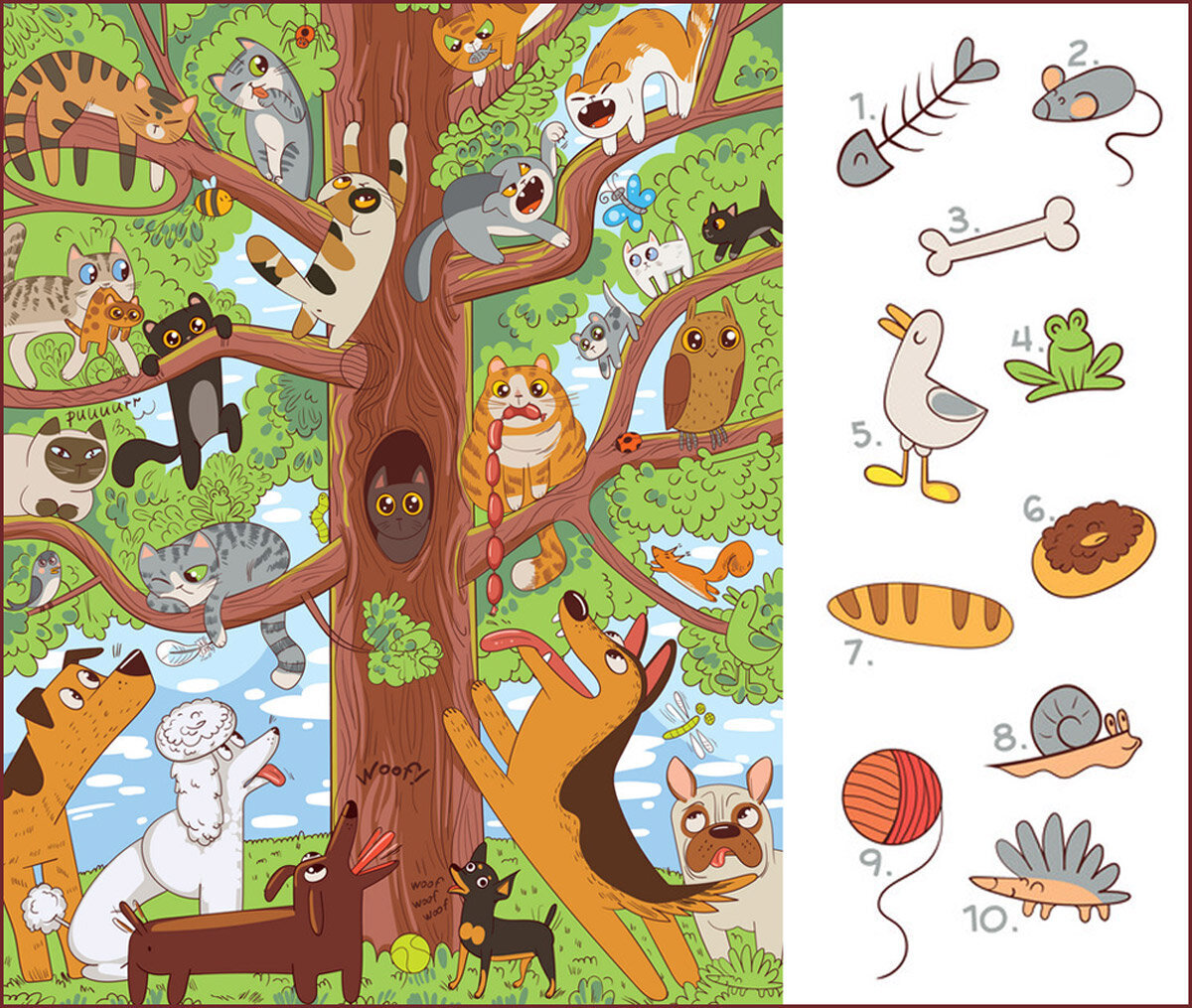 Найди спрятанные предметы и животных