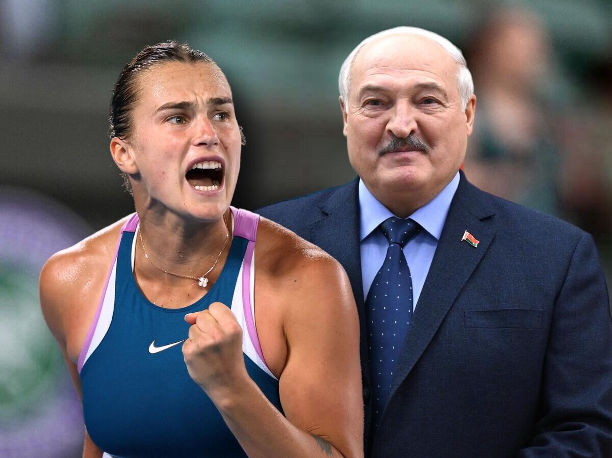    Арина Соболенко и Александр Лукашенко© Иллюстрация РИА Новости . РИА Новости / Сергей Гунеев, AustralianOpen Twitter