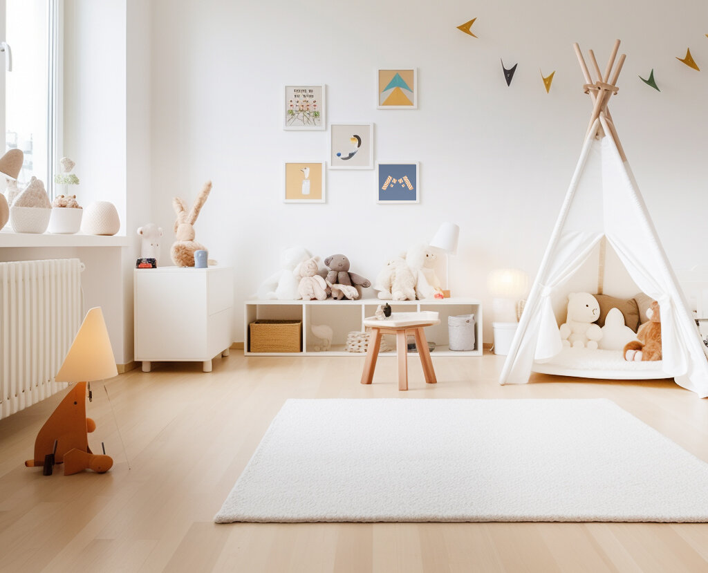 SPC ламинат в детской комнате - напольное покрытие безопасно и водостойкое.