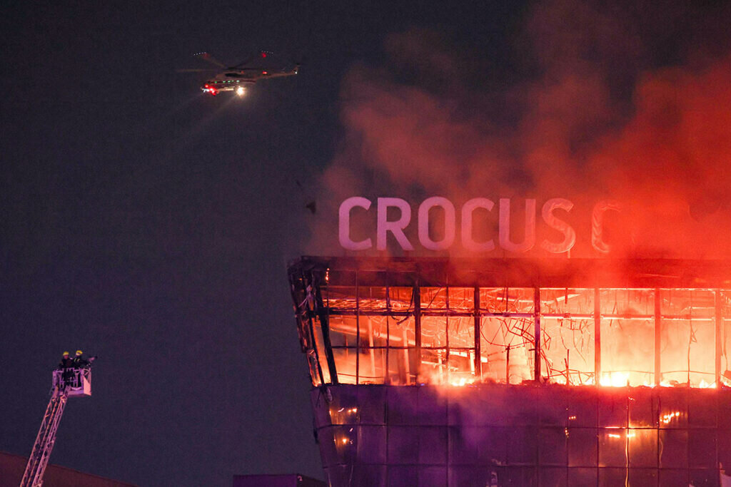 Пожар в «Крокус сити холле». Фото: Михаил Терещенко/ТАСС, 22.03.2024