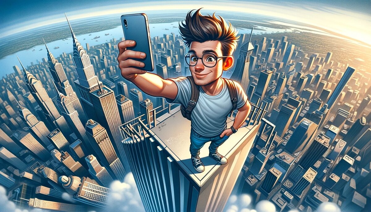 Селфи. Авторские права на иллюстрацию принадлежат медиагруппе "Хакнем" и защищены товарным знаком ®️