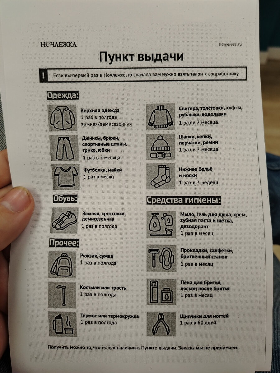 Понтк выдачи в Ночлежке