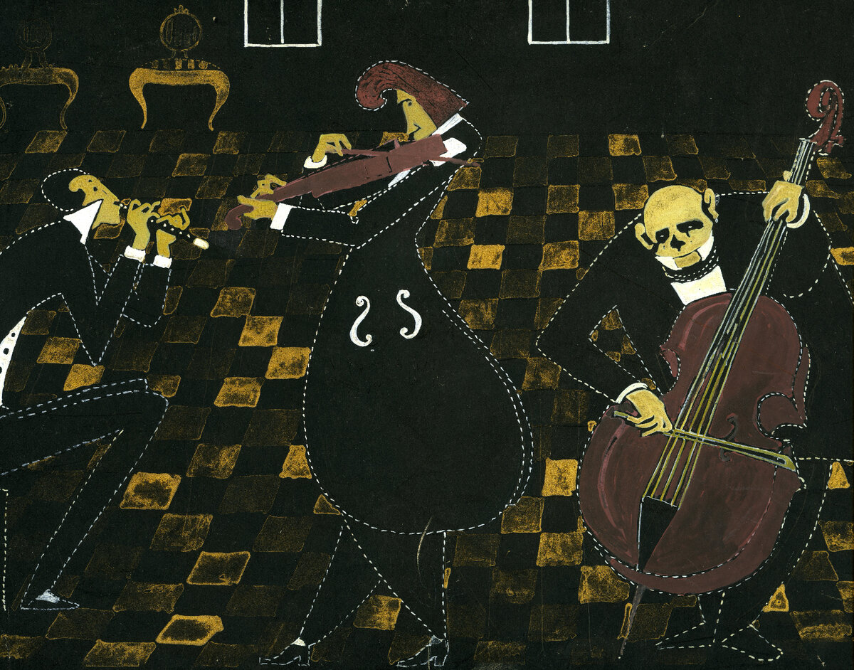 Владимир Егоров. Эскиз к спектаклю «Жизнь Человека». Костюмы музыкантов. 1907 г.