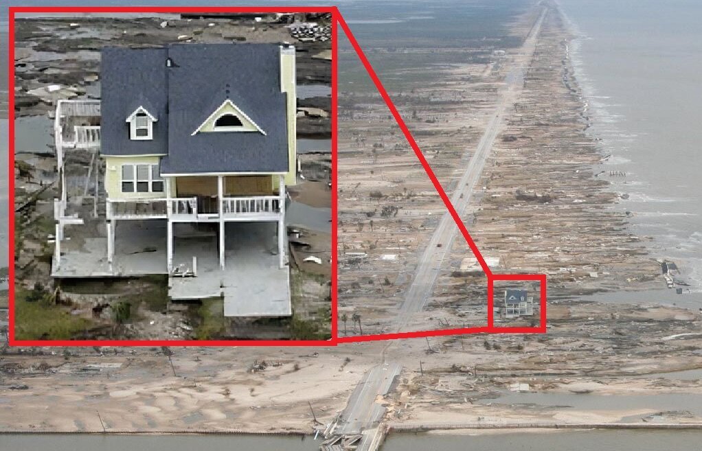 Единственный уцелевший дом в Гилкристе после урагана "Айк" 16 сентября 2008 года