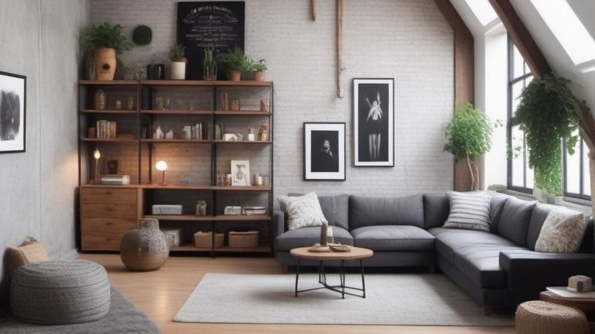    Комната в стиле лофт:Автоматически сгенерированное изображение, Stable Diffusionweb