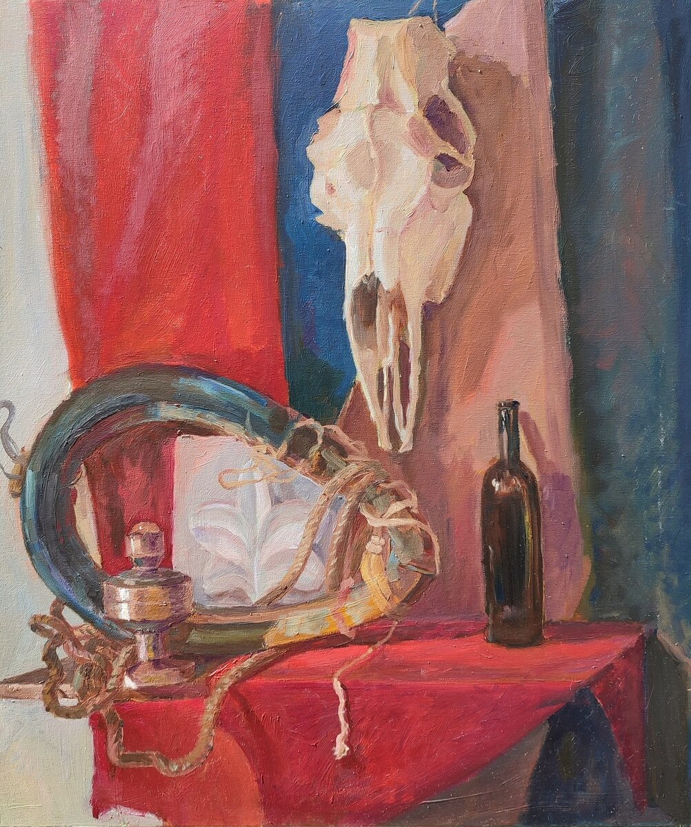 "Конюх, поторопись!", 2023, 70х60 см, масло, холст на подрамнике.