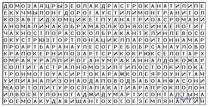 Найди слова в таблице букв для детей