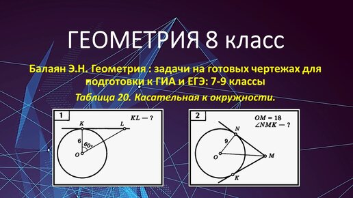 Задачи на готовых чертежах касательная