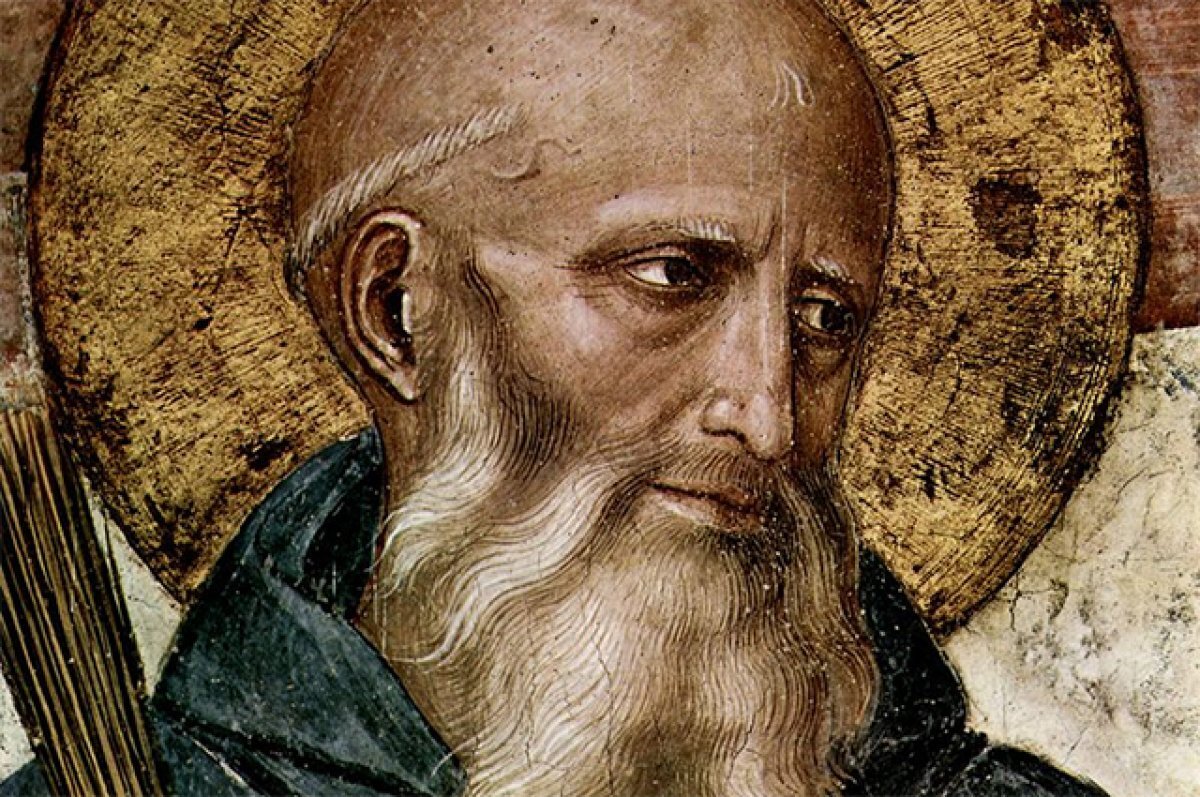    Фра Анджелико, Св. Бенедикт Нурсийский, фрагмент фрески монастыря Св. Марка, Флоренция.