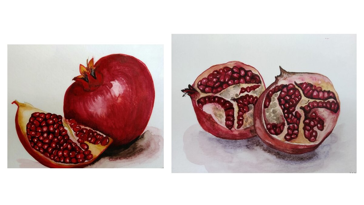 Гранаты акварелью
