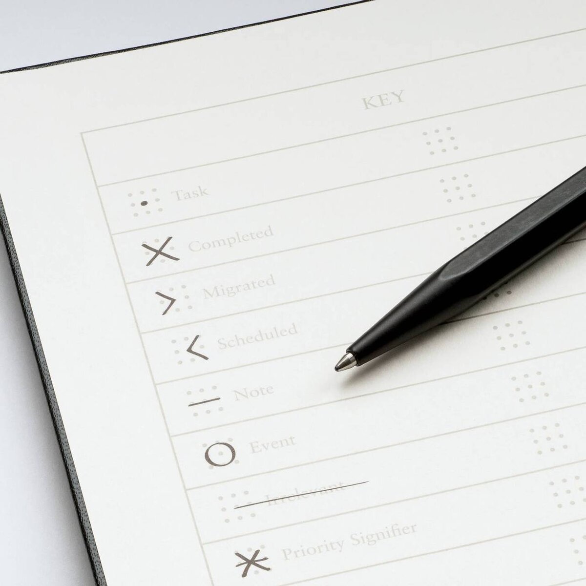 KEY (ключ) - набор символов, используемый в системе планирования Bullet Journal