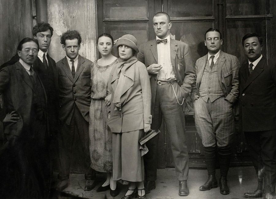 Тамизи Найто, Борис Пастернак, Сергей Эйзенштейн, Ольга Третьякова, Лиля Брик, Владимир Маяковский и дипломат Вознесенский, 1924 