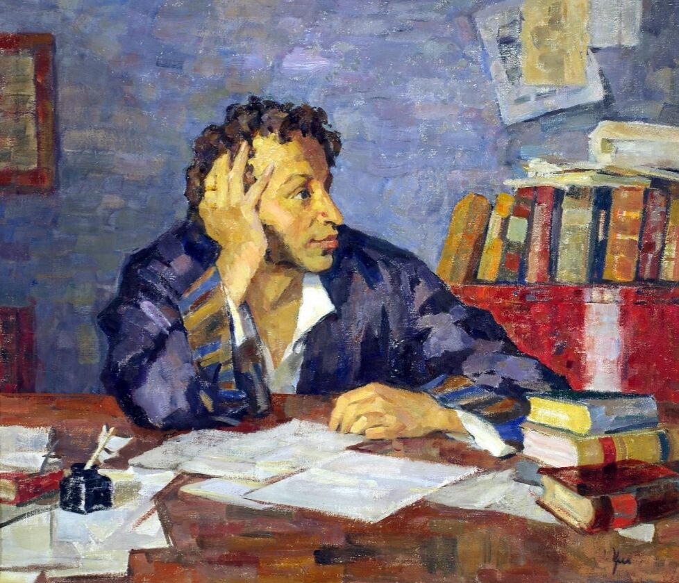 Николай Ульянов. «Пушкин за рабочим столом», 1936–1937 годы, Всероссийский музей А. С. Пушкина, Санкт-Петербург © Public domain 