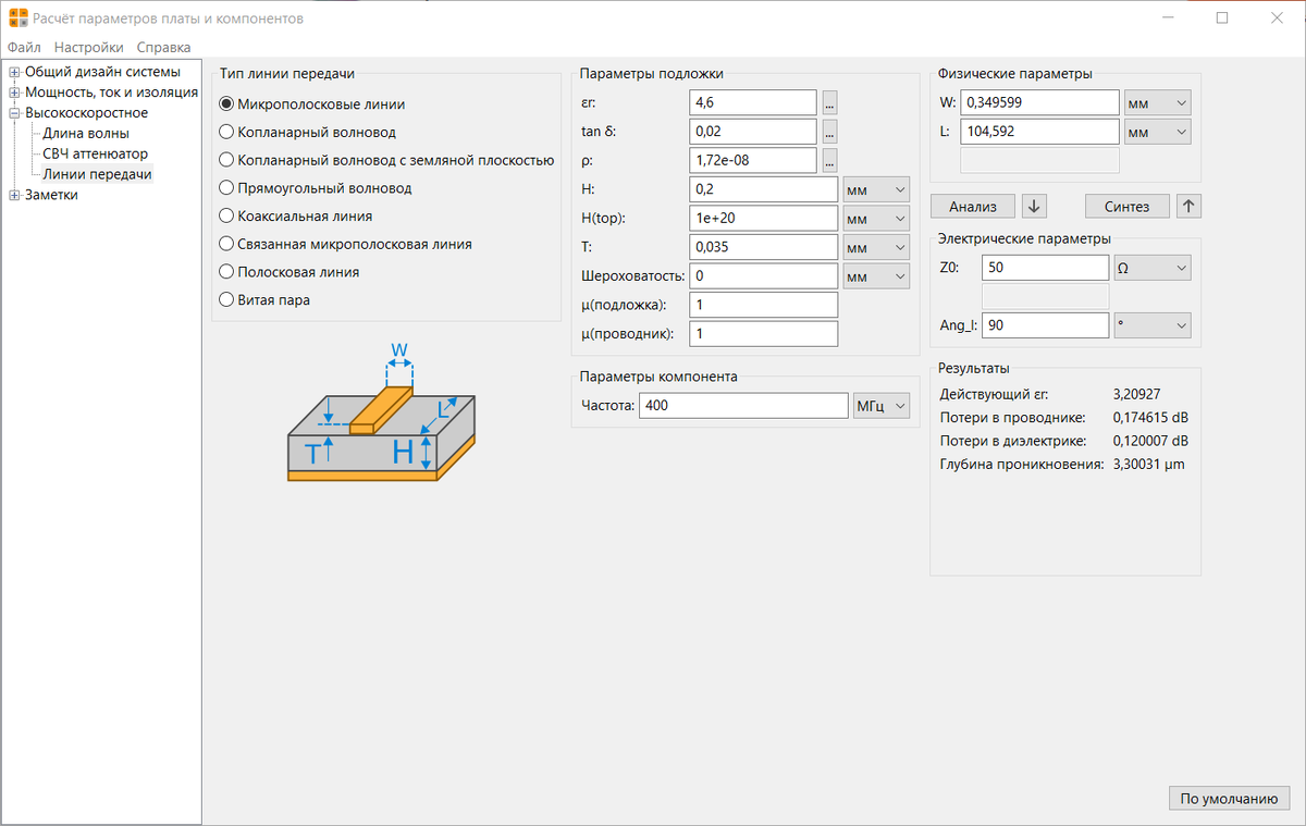 Расчет волнового сопротивления с помощью Calculator Tools (KiCAD) | СВЧушки  | Дзен