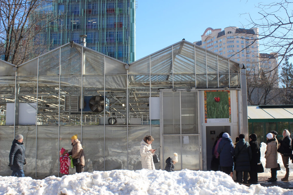 Вход в Выставочный павильон в Аптекарском огороде Ботанического сада МГУ.