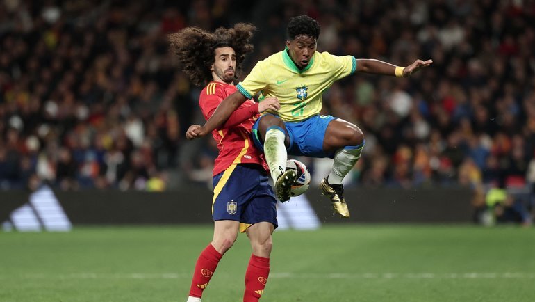    Эндрик в матче против сборной Испании. AFP