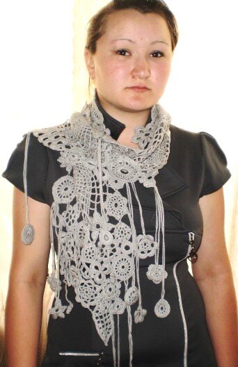 Шарф Очарование - бежевый. Авторская работа Ольга Мункина