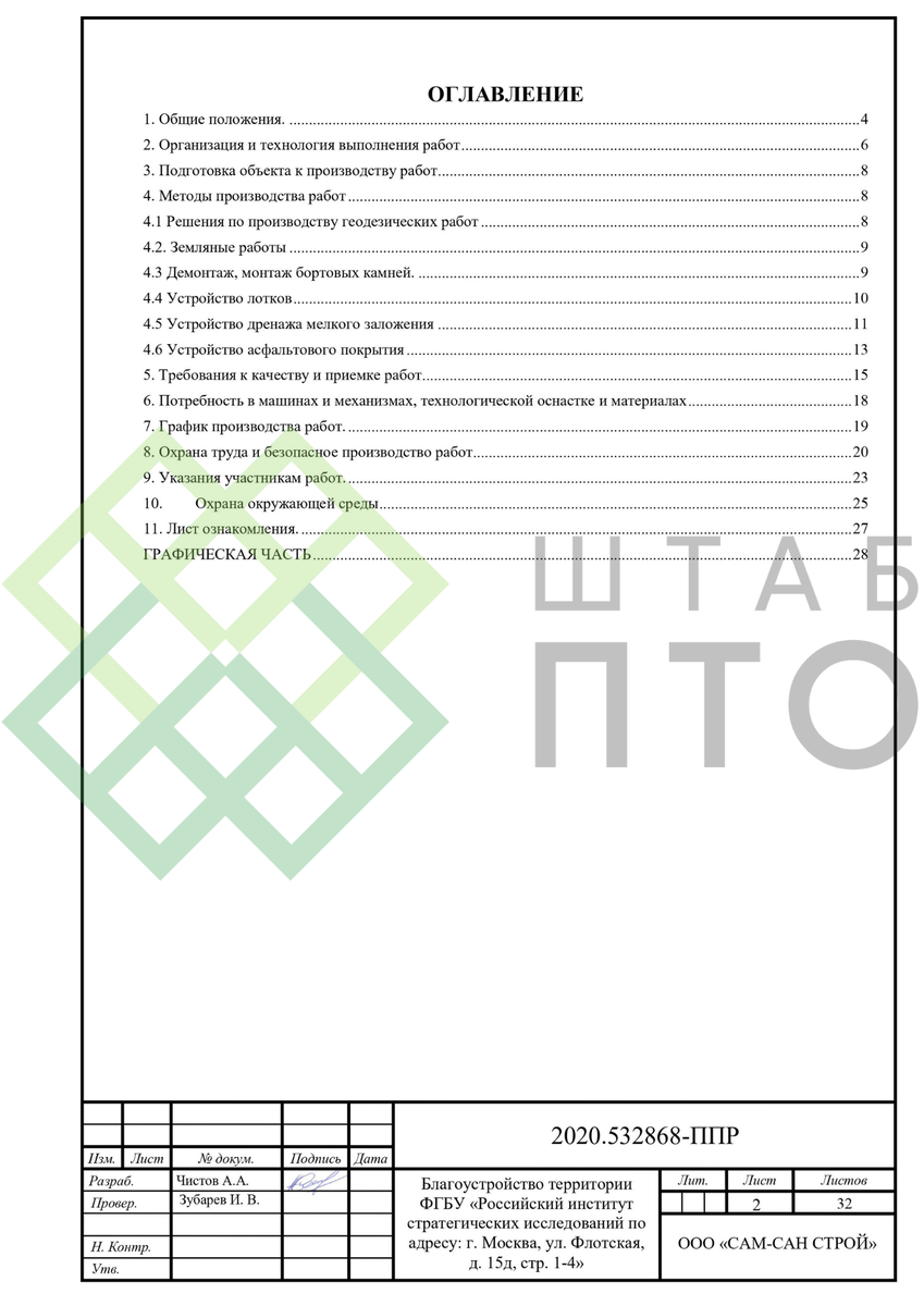 ППР по благоустройству территории в г. Москва. Пример работы. | ШТАБ ПТО |  Разработка ППР, ИД, смет в строительстве | Дзен