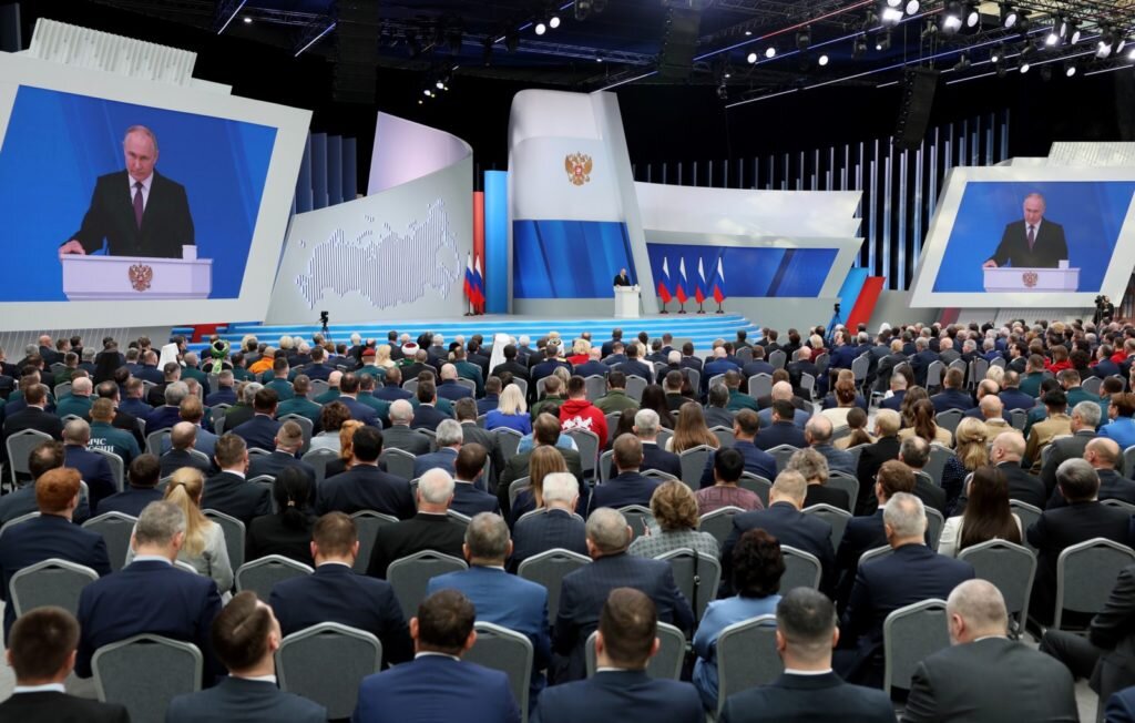    Президент РФ Владимир Путин обращается с посланием к Федеральному Собранию. Гавриил Григоров / POOL