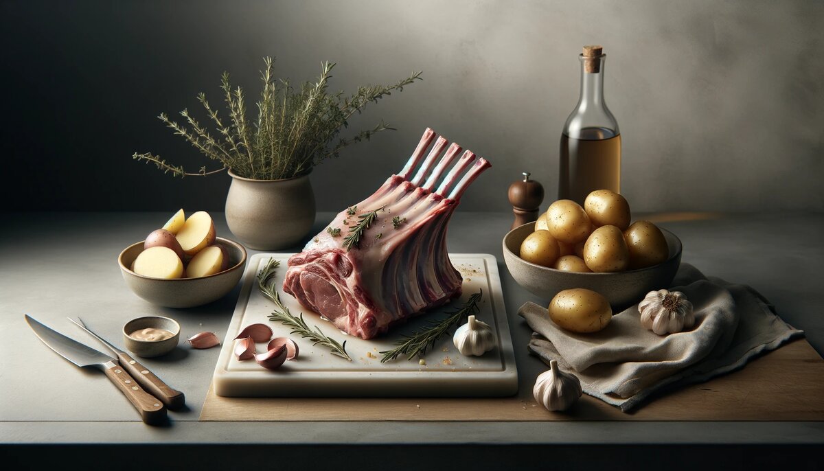 Баранья корейка, запеченная в духовке с картофелем